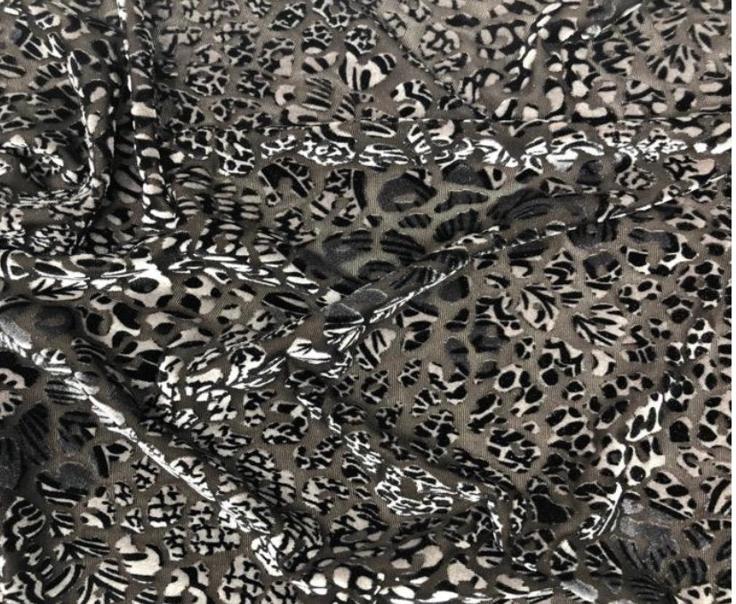 Velvet Burnout Fabric with Leopard Pattern • Promenade Fine Fabrics