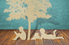 kids under a paper tree