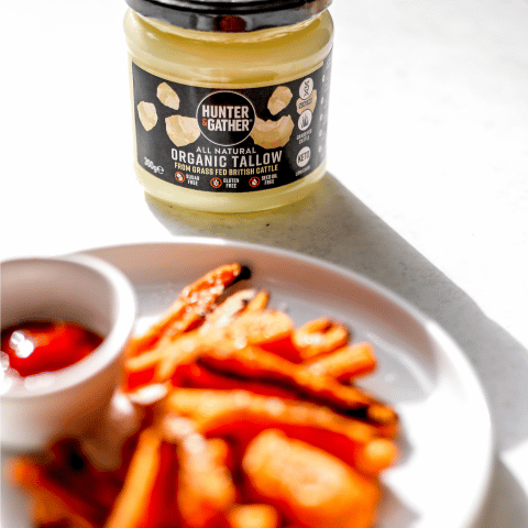 Tallow roasted sweet potato fries