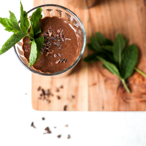 Hunter & Gather mint cacao protein smoothie with collagen peptides and MCT oil