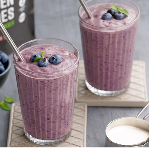 Hunter and Gather blueberry and avocado smoothie with collagen peptides