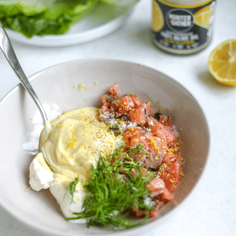 Salmon Lettuce Boat Appetisers with Lemon Mayo