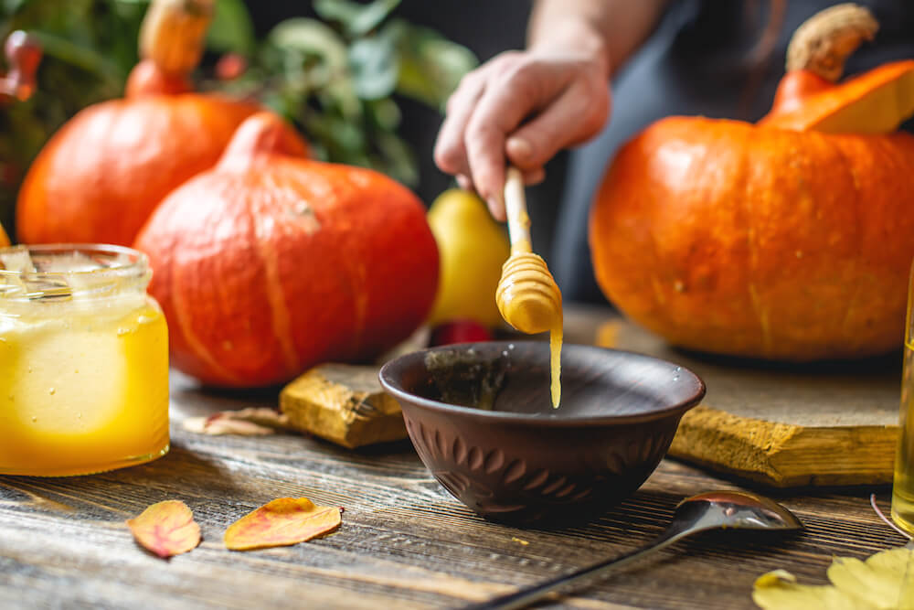 raw honey in a bowl