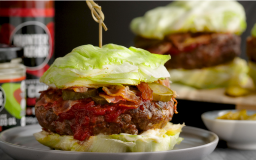 beef burger with cabbage buns