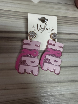 HOPE breast cancer earring - Simply Golden Boutique