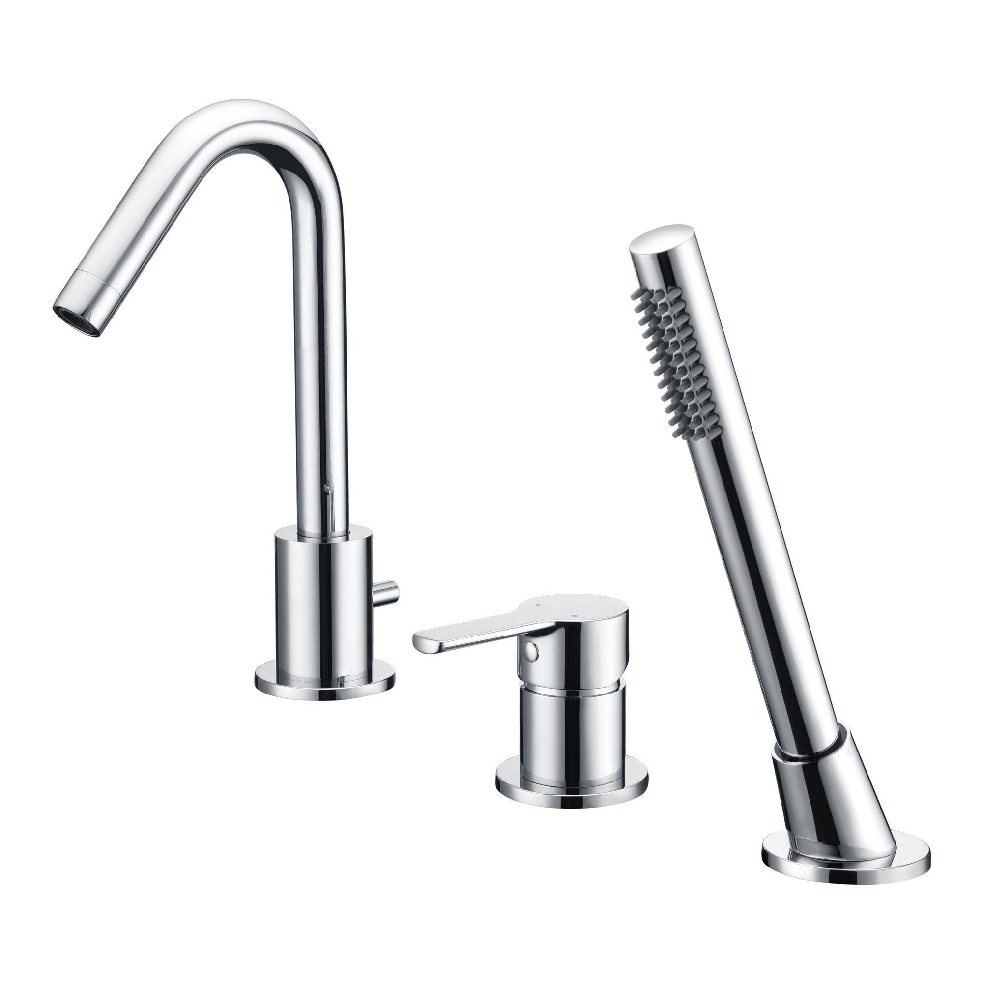 3 Hole Single Handle Deck Mount Roman Tub Faucet with Hand Shower