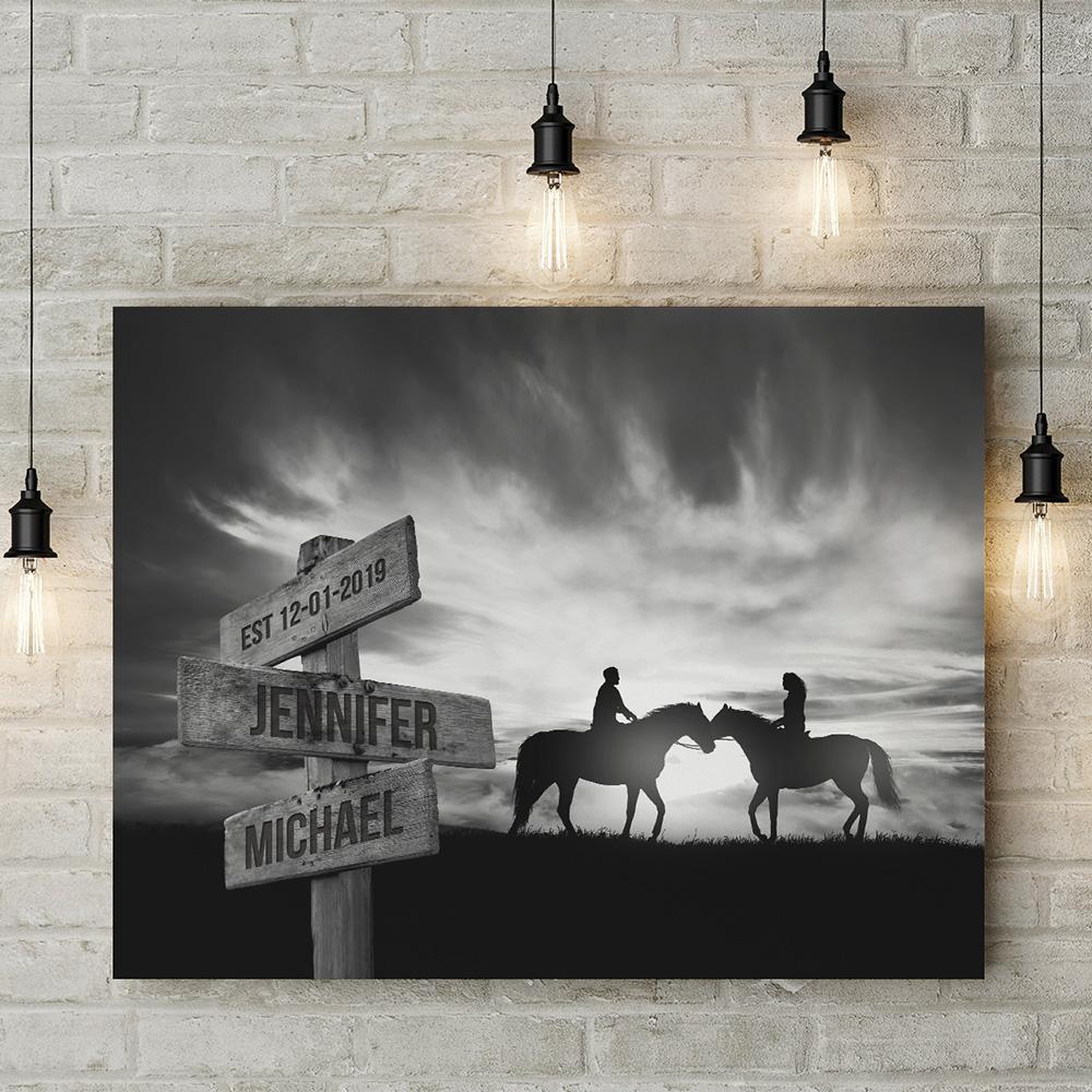 Horse Horizon Names Premium Canvas