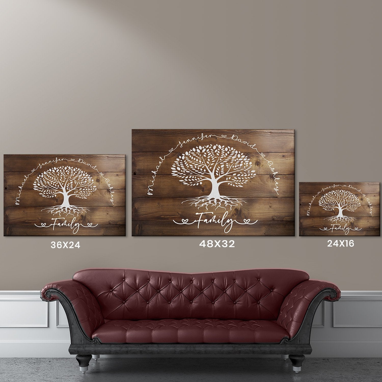 Family Tree Wood-Inspired Premium Canvas