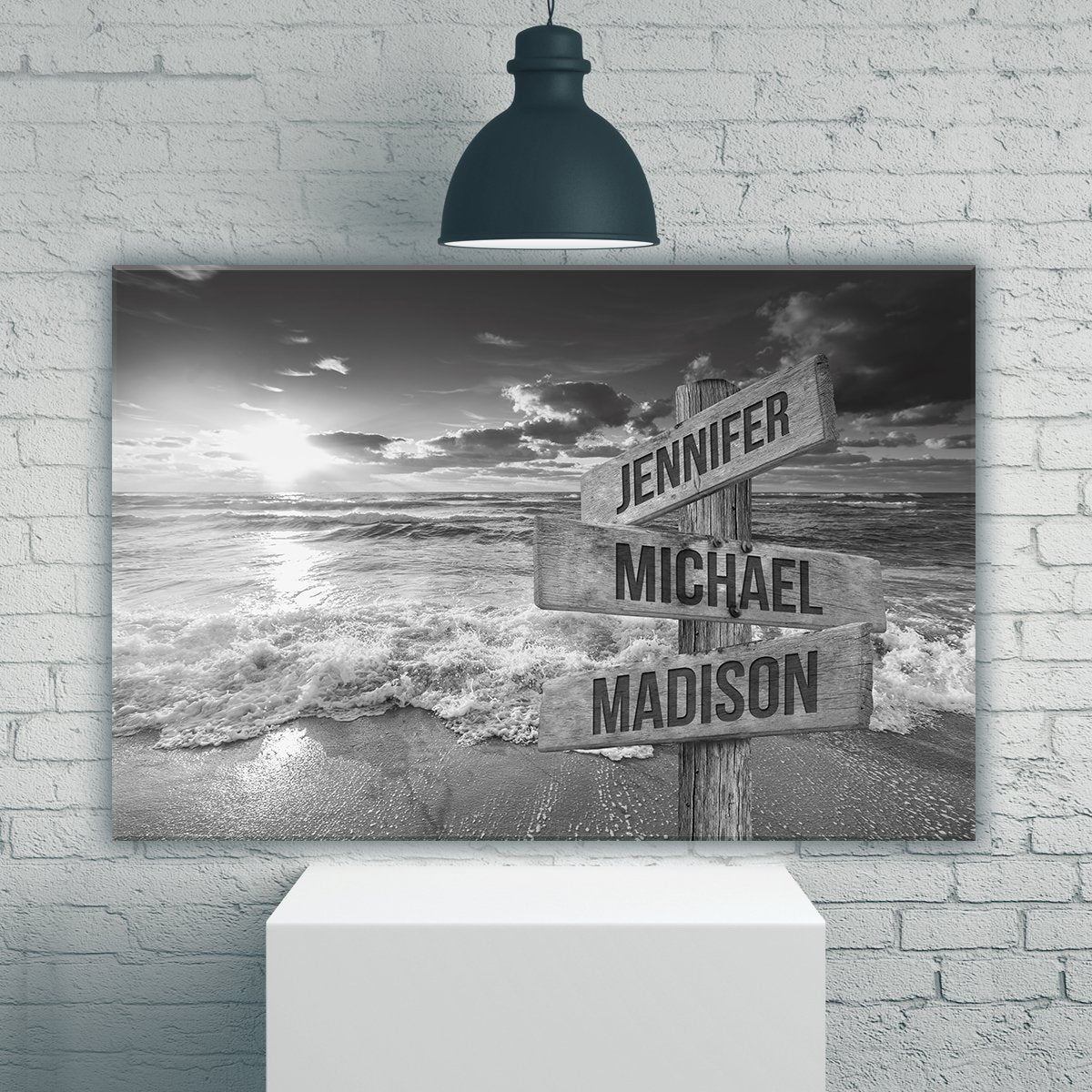 Ocean Sunset Multi-Names Premium Canvas - Family Gifts Co product image