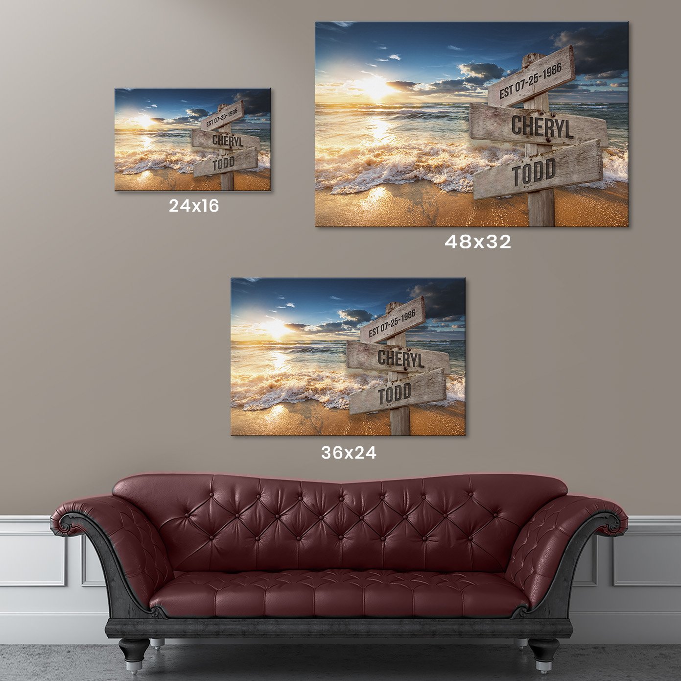 Ocean Sunset Names Premium Color Canvas – Family Gifts Co.