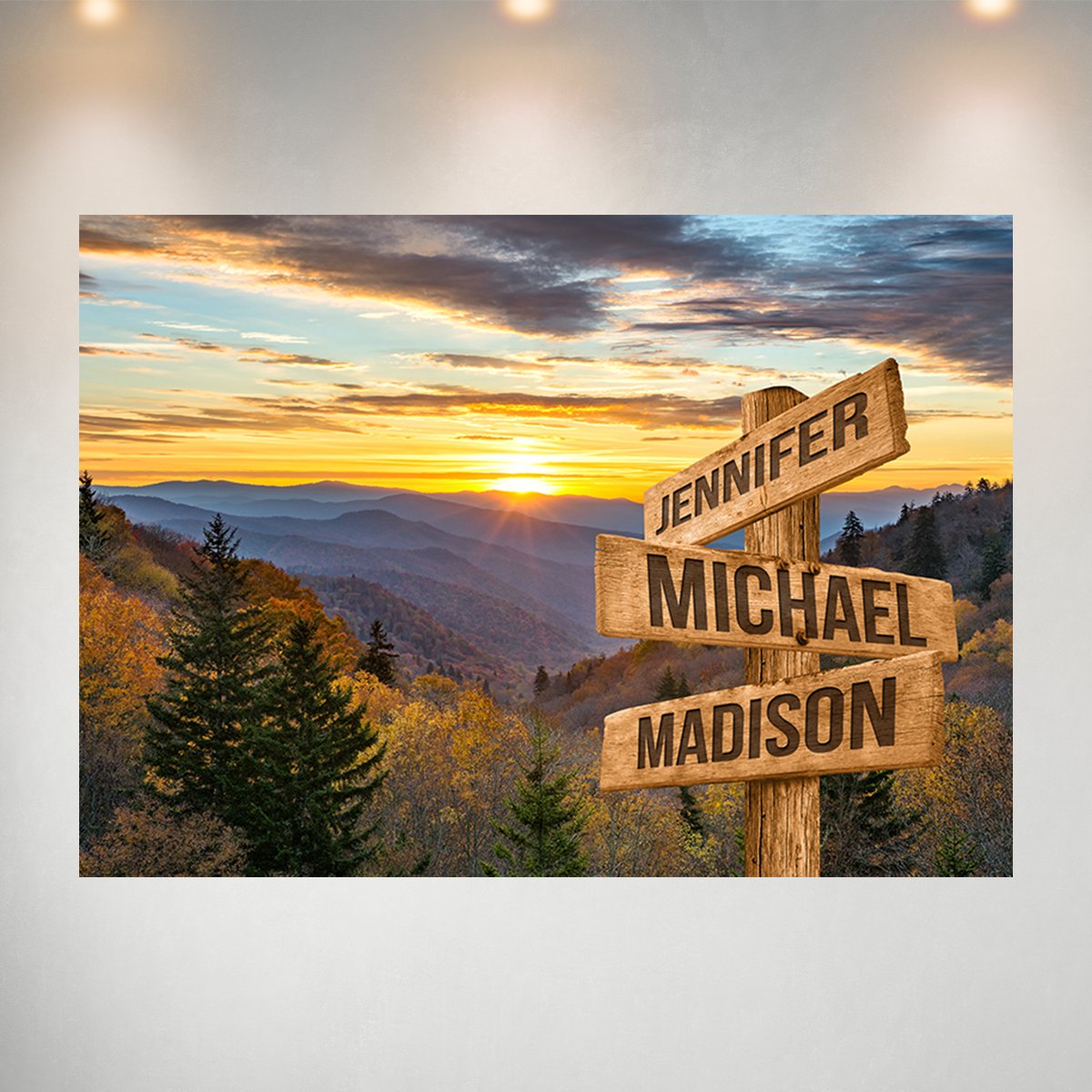 Smoky Mountains Color Multi-Names Poster