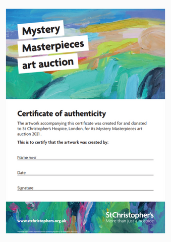 Certificate of Authenticity for each artwork at St Christopher's charity auction