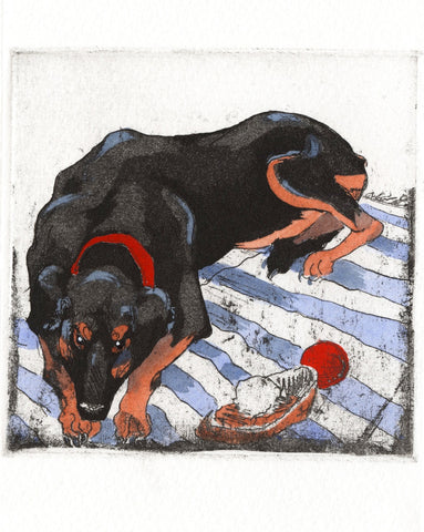 Lot 144 - Kay Spare - 'Slipper Thief' (detail) - Art on a Postcard 'Winter Auction 2023'