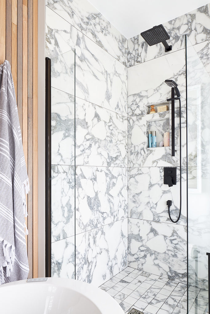 large tiles in a bathroom marble