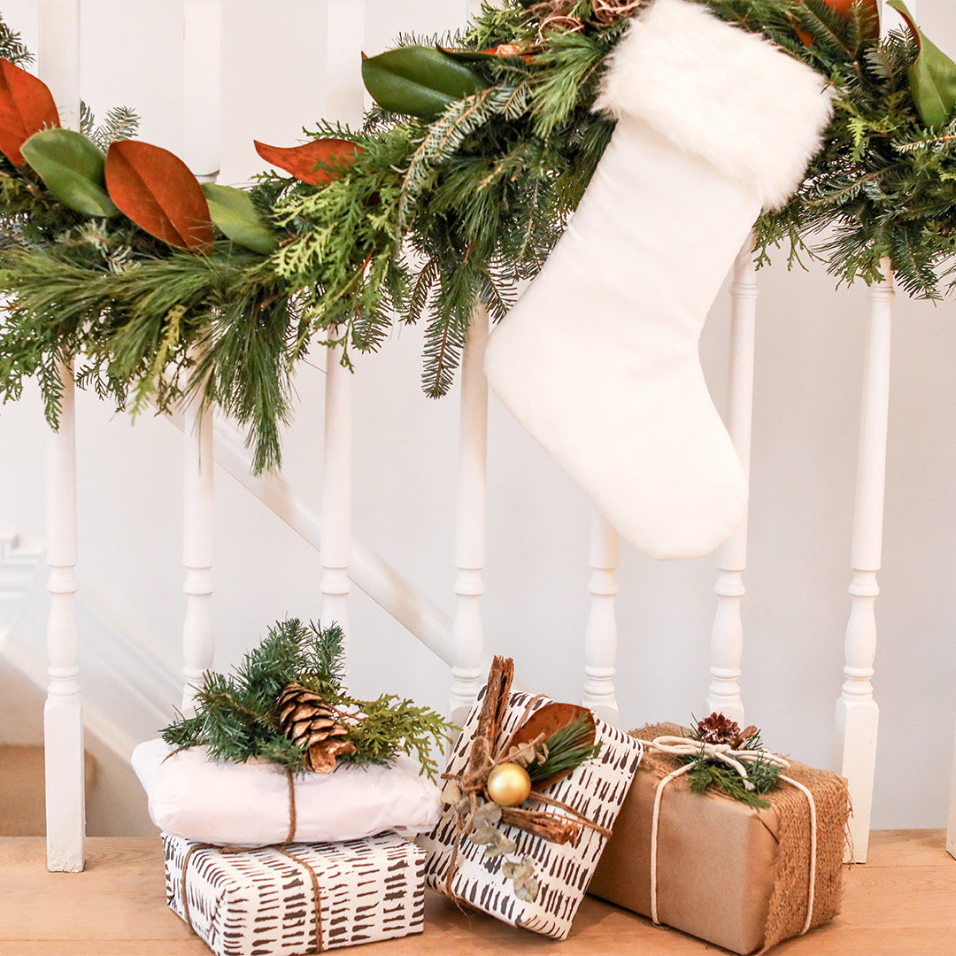 Christmas garland and stocking