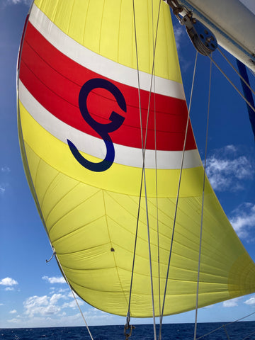 Yellow and Red Spinnaker Sail
