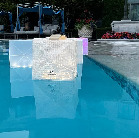 Floating pool light. Perfect solar lantern floats in pool.