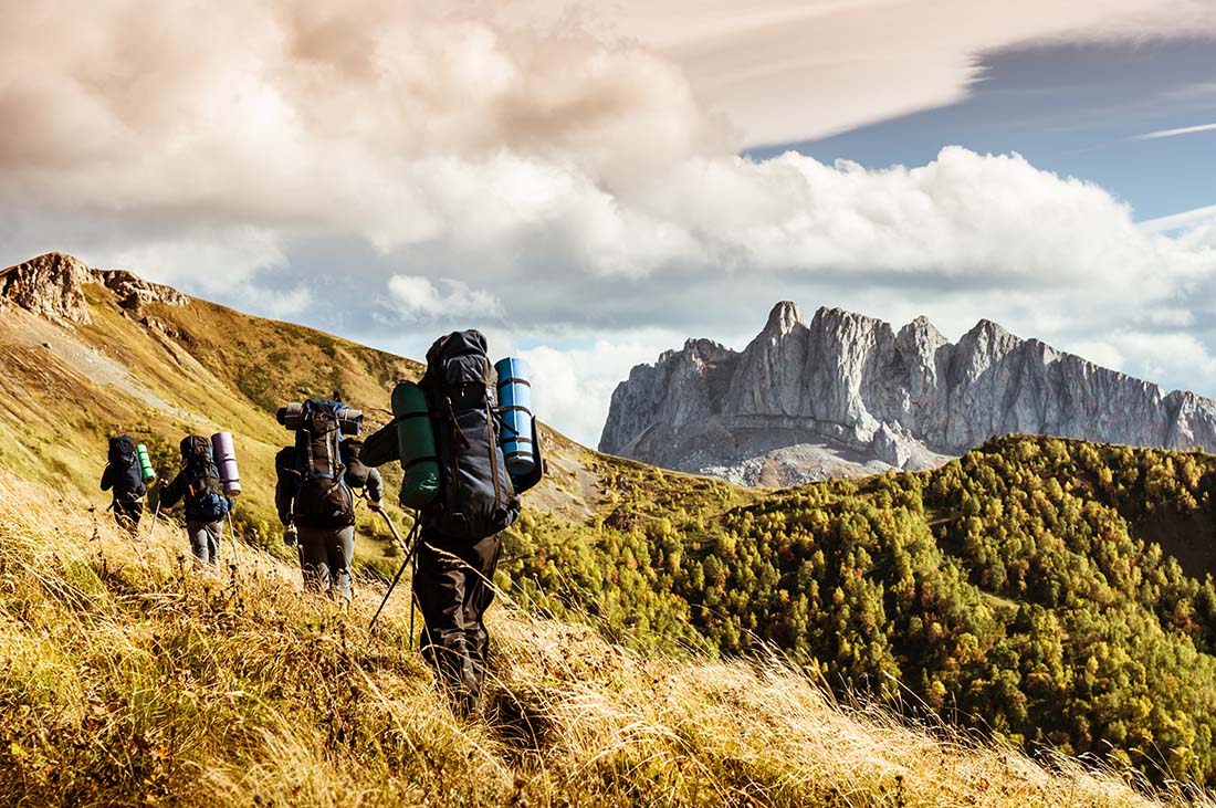 hiking in the mountains