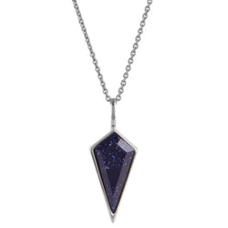 Limited Edition Blue Goldstone Rhombus Pendant Sterling Silver