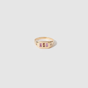 Baguette Signet Ring ~ Pink and Red (Size N) ~