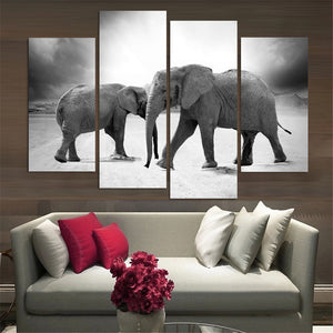 4 Pcs No Frame Elephant Painting Canvas Wall Art Picture Home Decoration Living Room Canvas Print Modern Painting Large Canvas