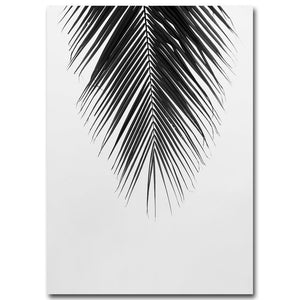 Black White Palm Tree Leaves Canvas Posters And Prints Minimalist