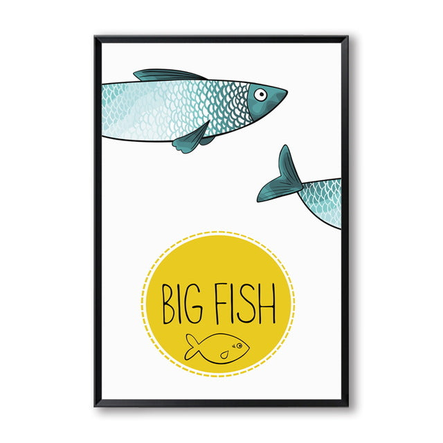 Elegant Poetry  Fish and Boat Cartoon Decoration Art Canvas Painting Art Print Poster Picture Paintings Home Bedroom Wall Decor
