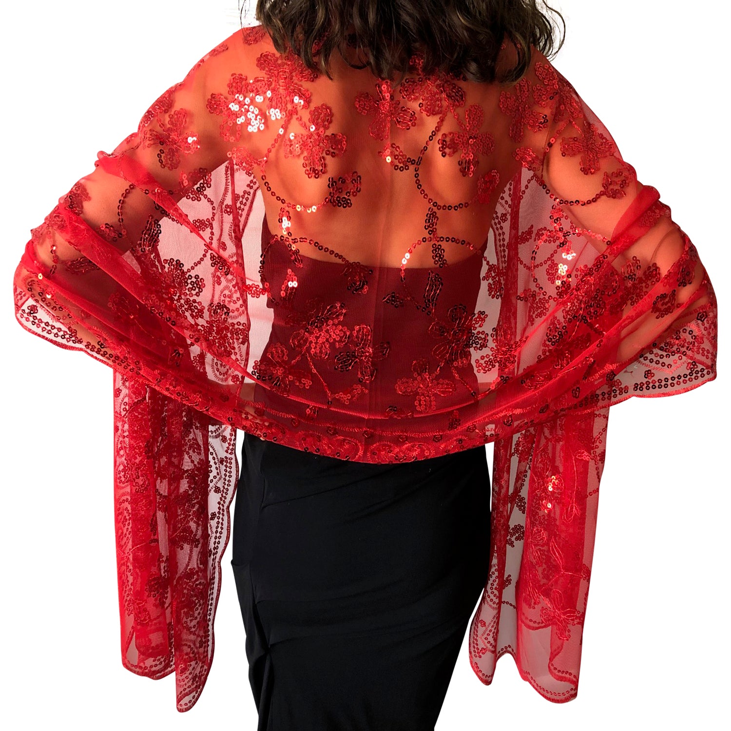 red evening shawl
