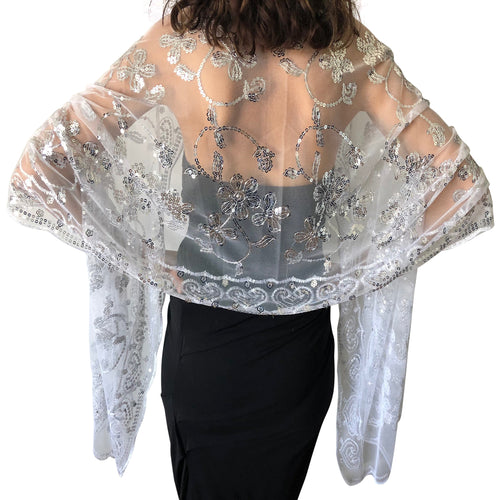 silver evening shawls