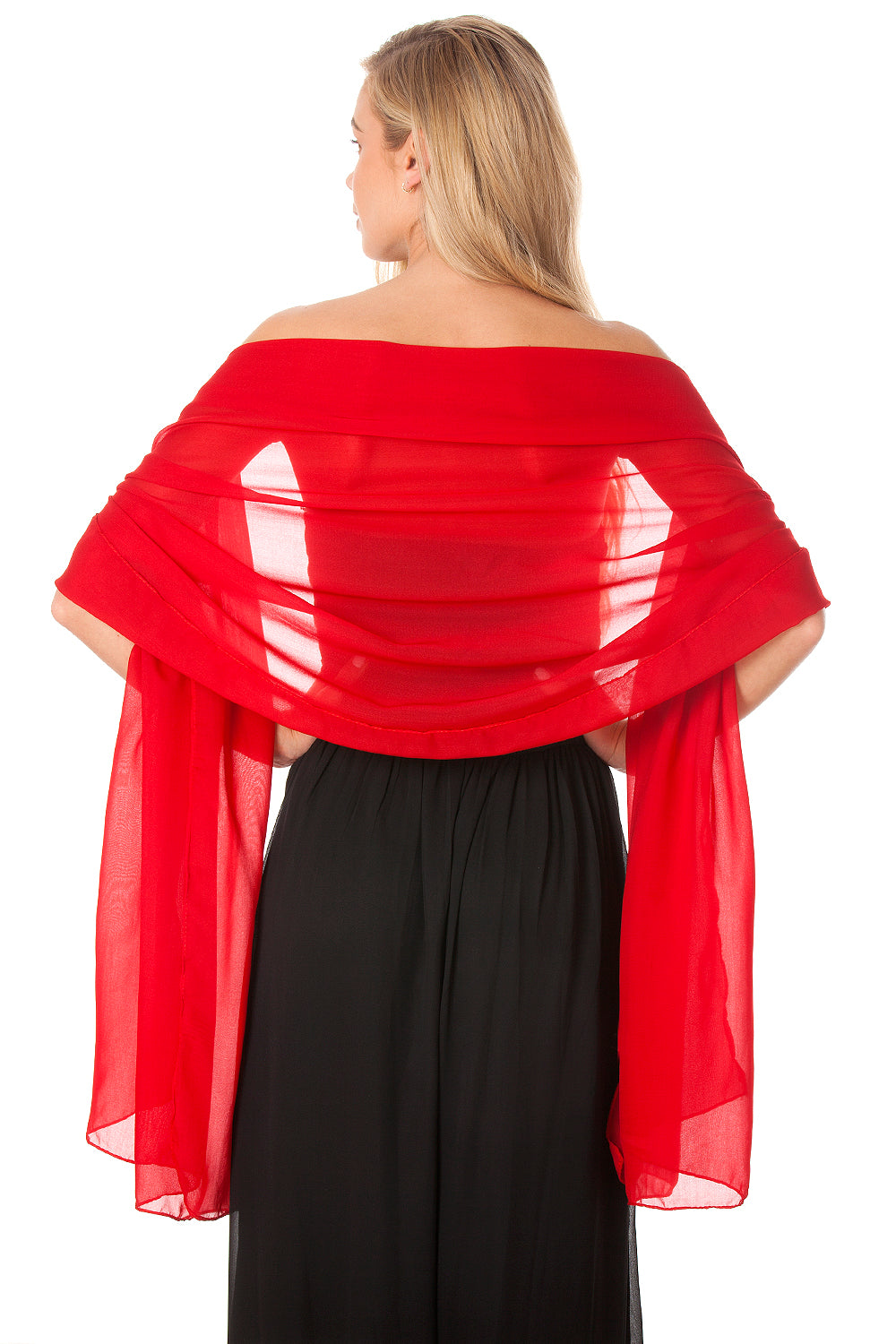 Deep Red Chiffon Shawl – Central Chic