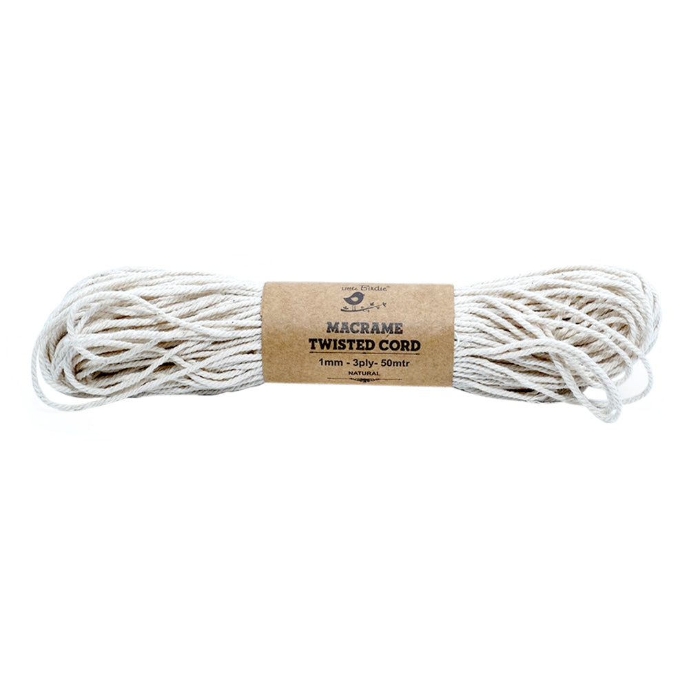 Macrame Cotton Twisted Cord 4mm 3 Ply Natural 50Mtr – Itsy Bitsy