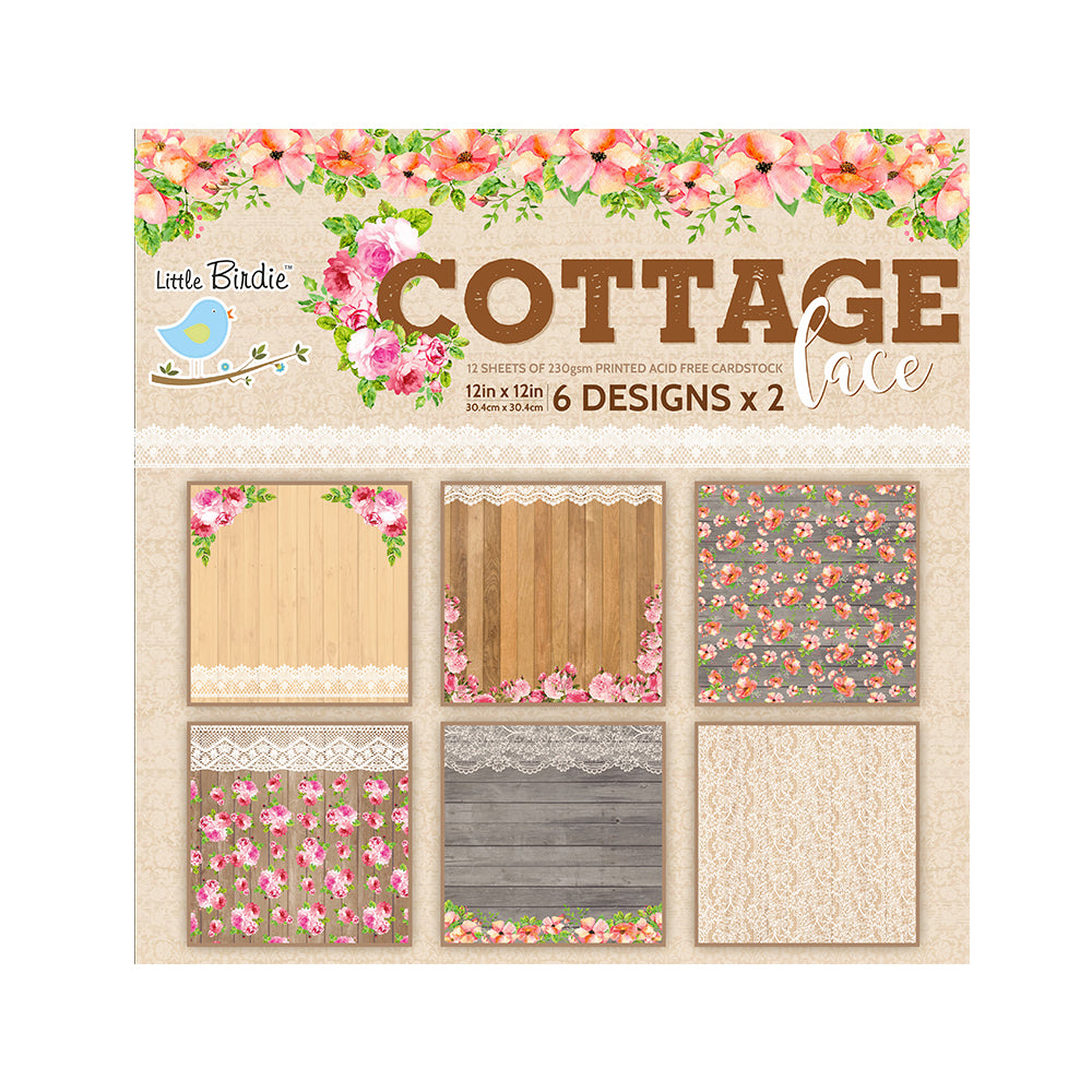 Cottage Lace Cardstock 12x12 Inch 12sheets Itsy Bitsy