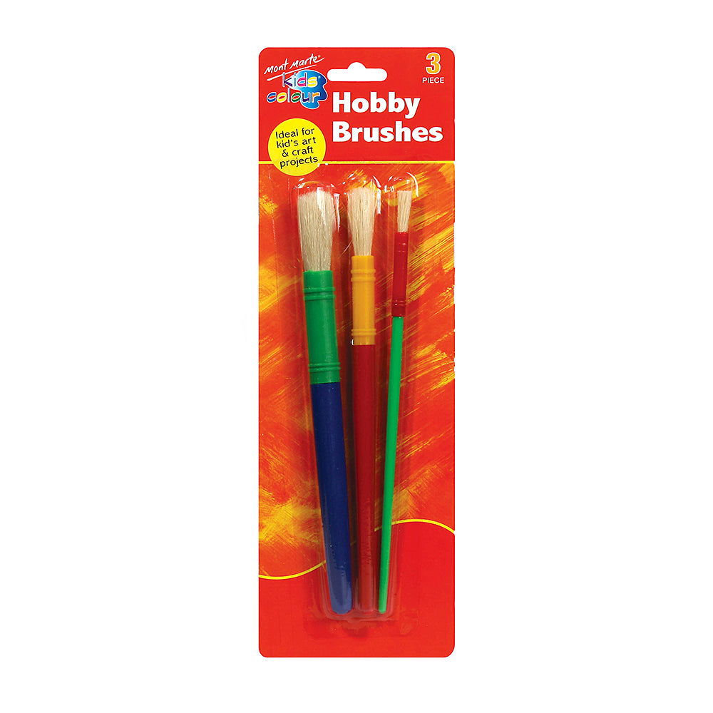 Mont Marte High Quality 3Pcs Wooden Stencil Brush Hog Bristle