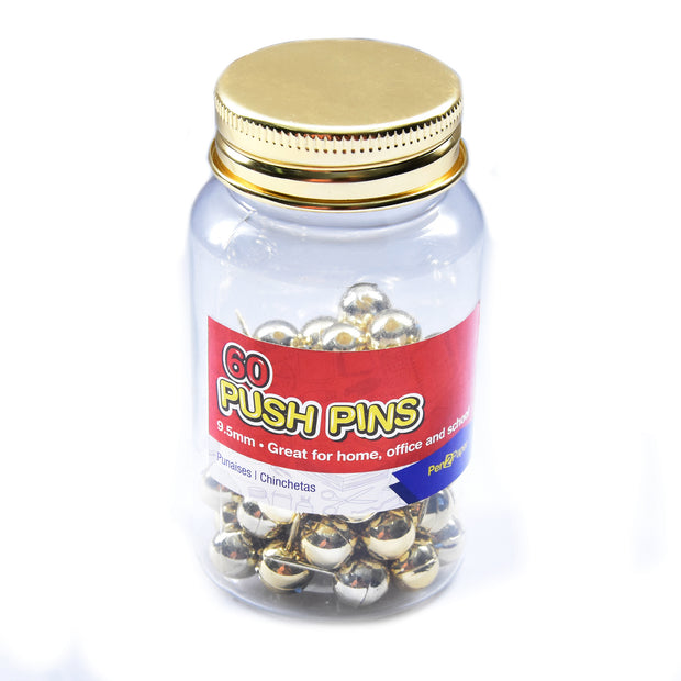 Push Pins 9.5mm Gold - 60pc Bottle