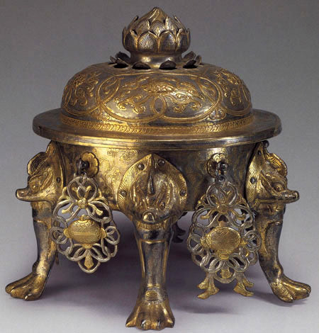 Gold gilted Tang dynasty palace incense burner from Famen Si 