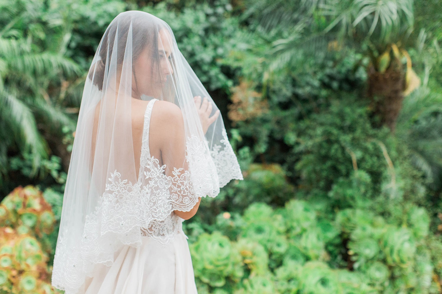Brides & Hairpins Iven Chapel Veil with Blusher - Satin Ribbon Edging Retail