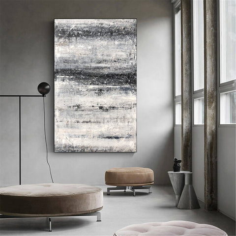 Original Black White Gray Abstract Art For House - artexplore