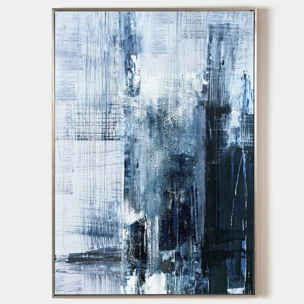 Blue splatter paint artist, abstract art L603 – LargeArtCanvas