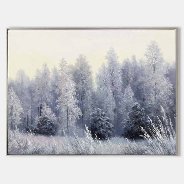 Winter Landscape Wall Art, Snowy Pine Trees Hanging Framed Canvas Deco –  Kobasic Creations