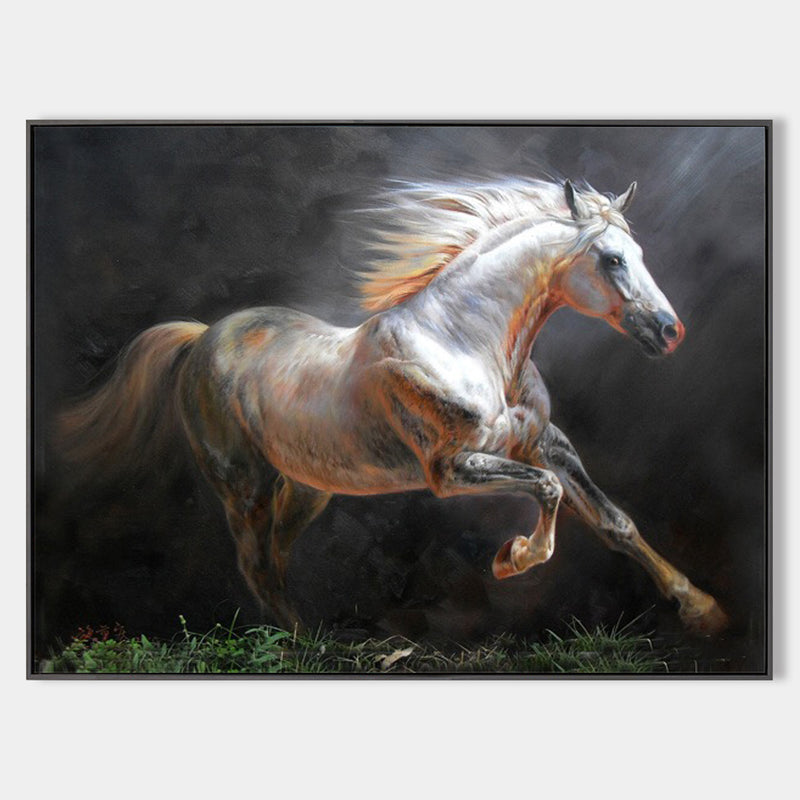 Modern Oil White Horse Painting Wild Horse Canvas Wall Art Large Horse Wall Art For Livingroom