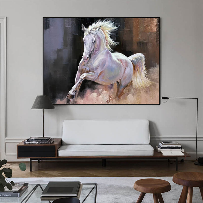 Large Wild Running Horses Painting Horse Canvas Wall Art White Horse ...
