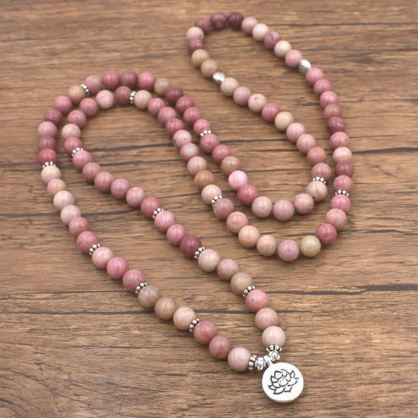 Collier de méditation en rhodonite