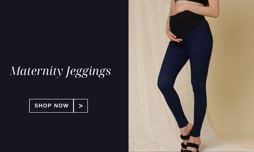 Maternity jeans highlighting stretchy waistband