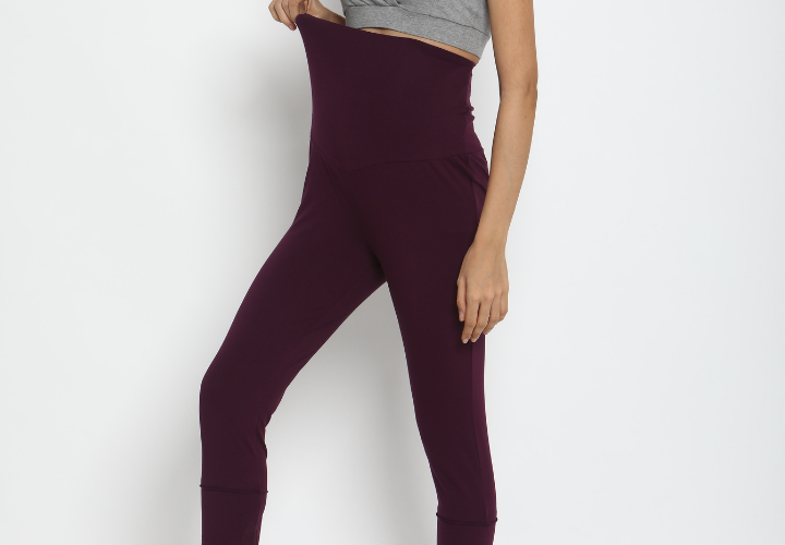 Burgundy Classic Full Length Maternity Leggings