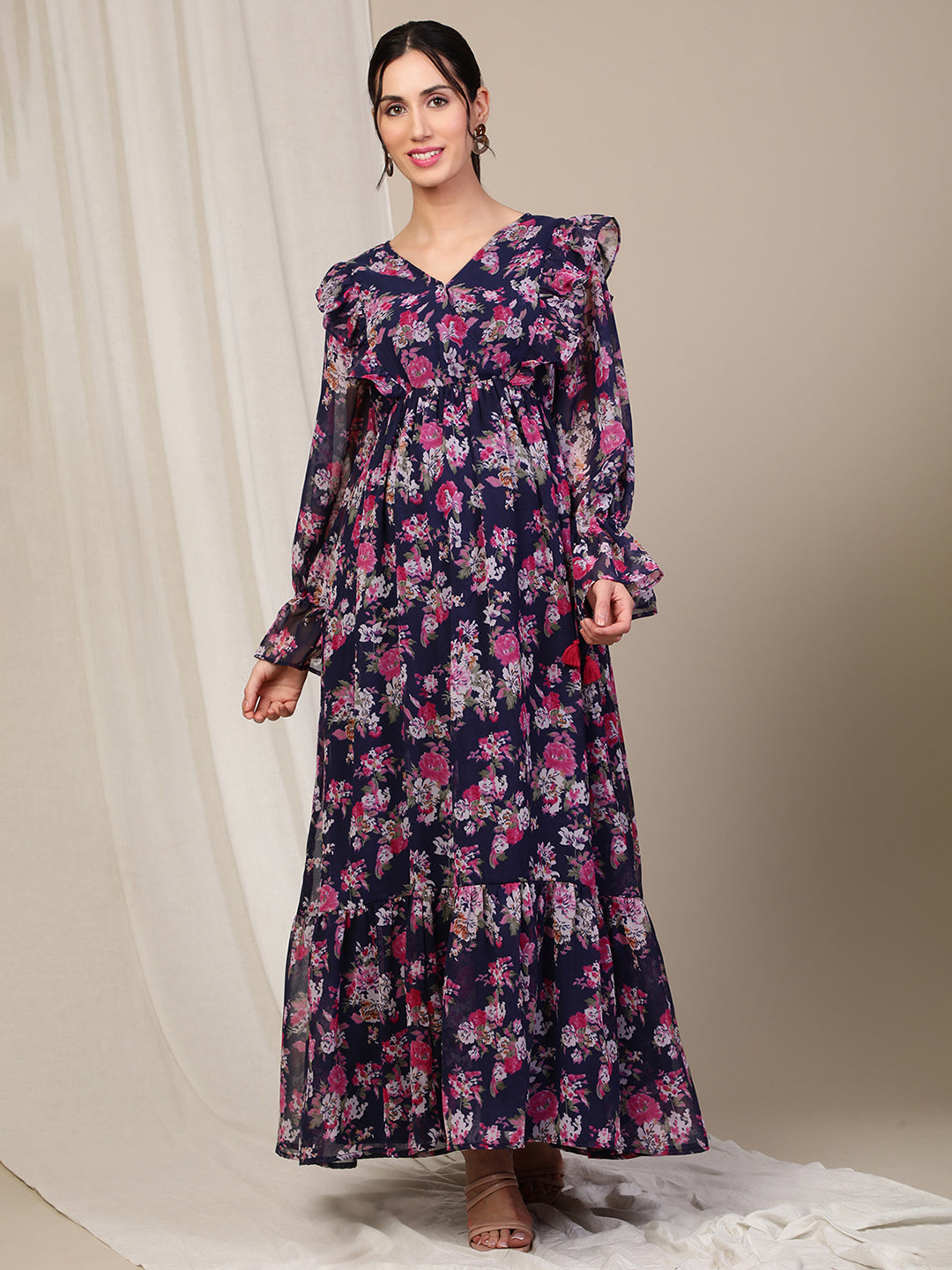 Long Sleeve Floral Pregnancy Dress | Wobbly Walk