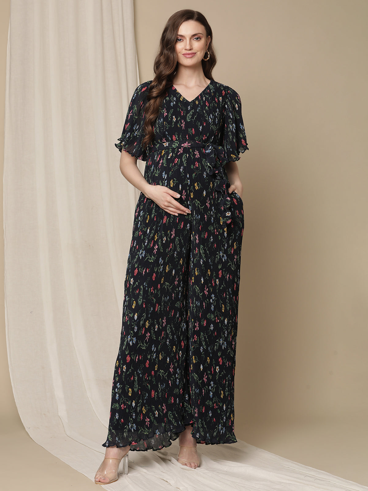 Buy Maternity Dungaree Dress Pleated