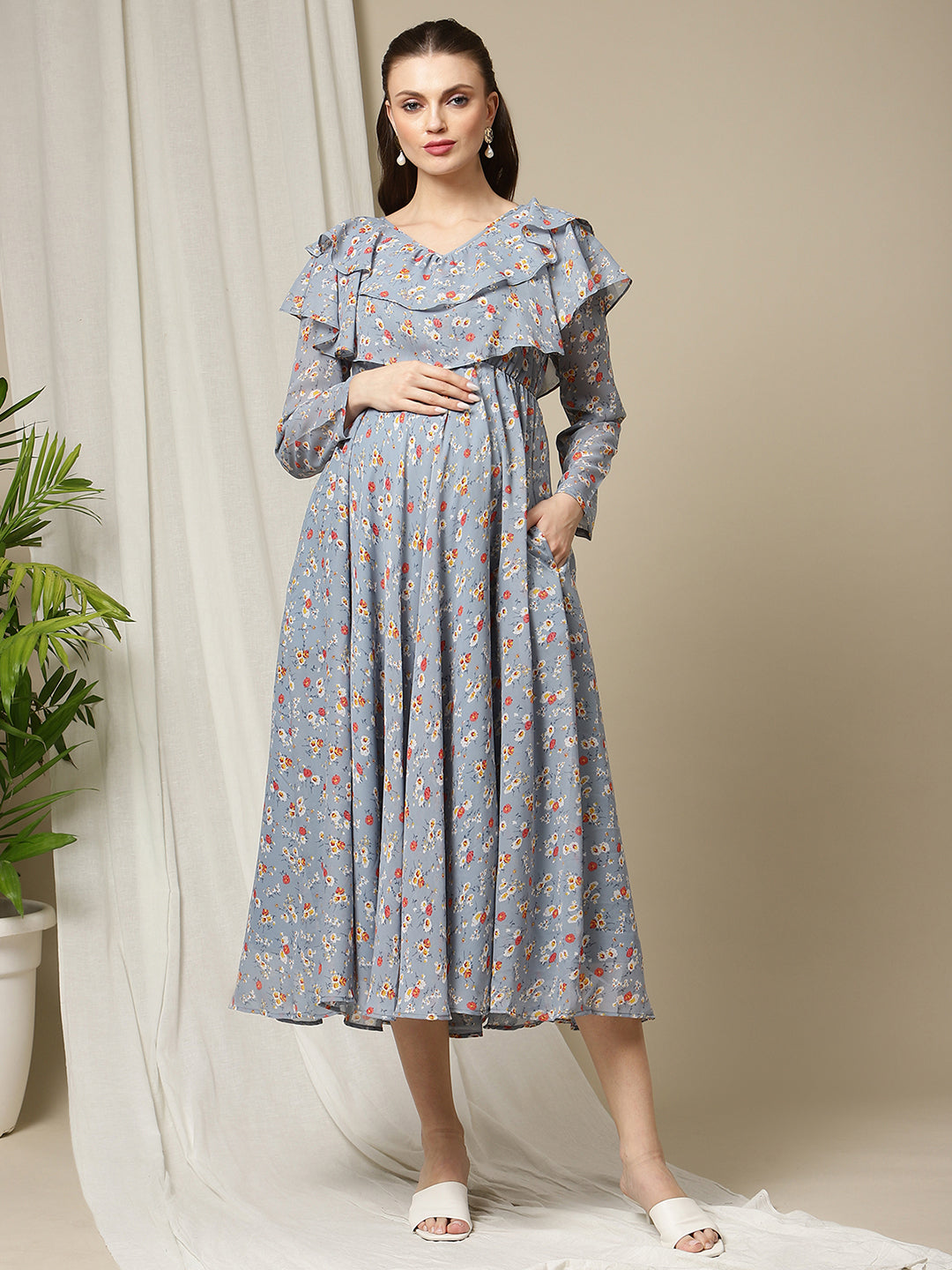 Buy Maternity Printed Long Frock | Wobbly Walk