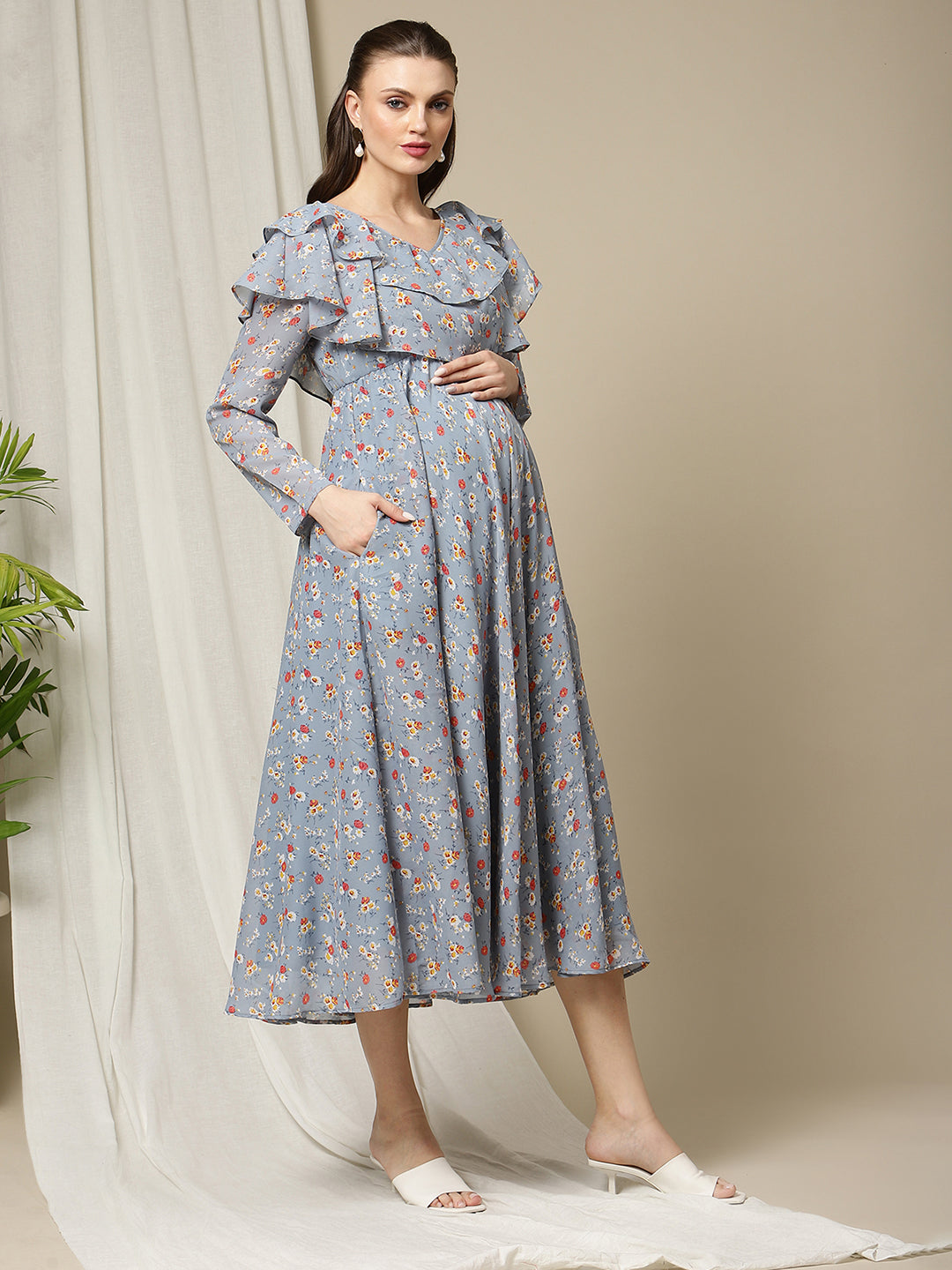 Buy Maternity Printed Long Frock | Wobbly Walk