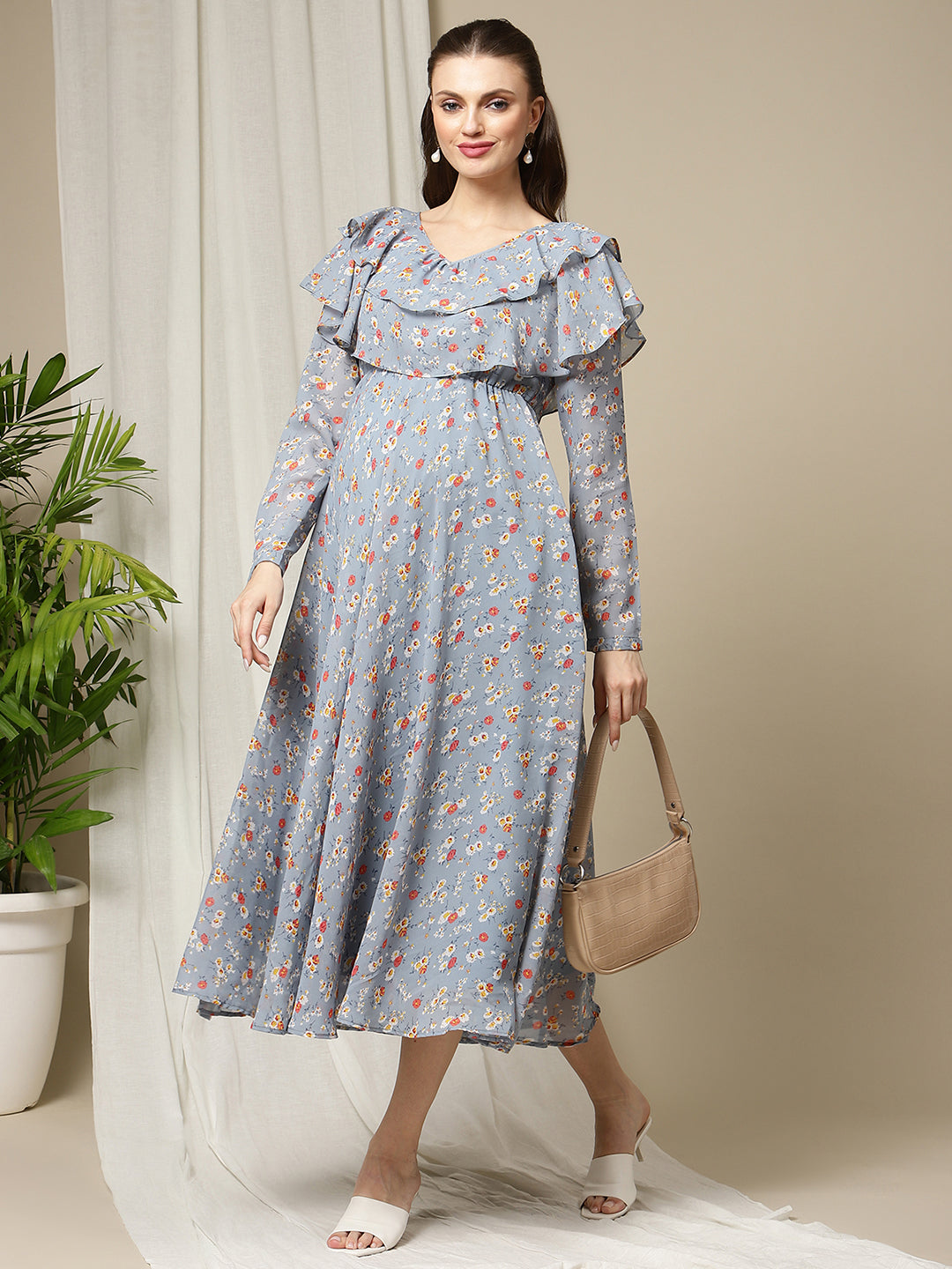 Buy Maternity Printed Long Frock | Wobbly Walk