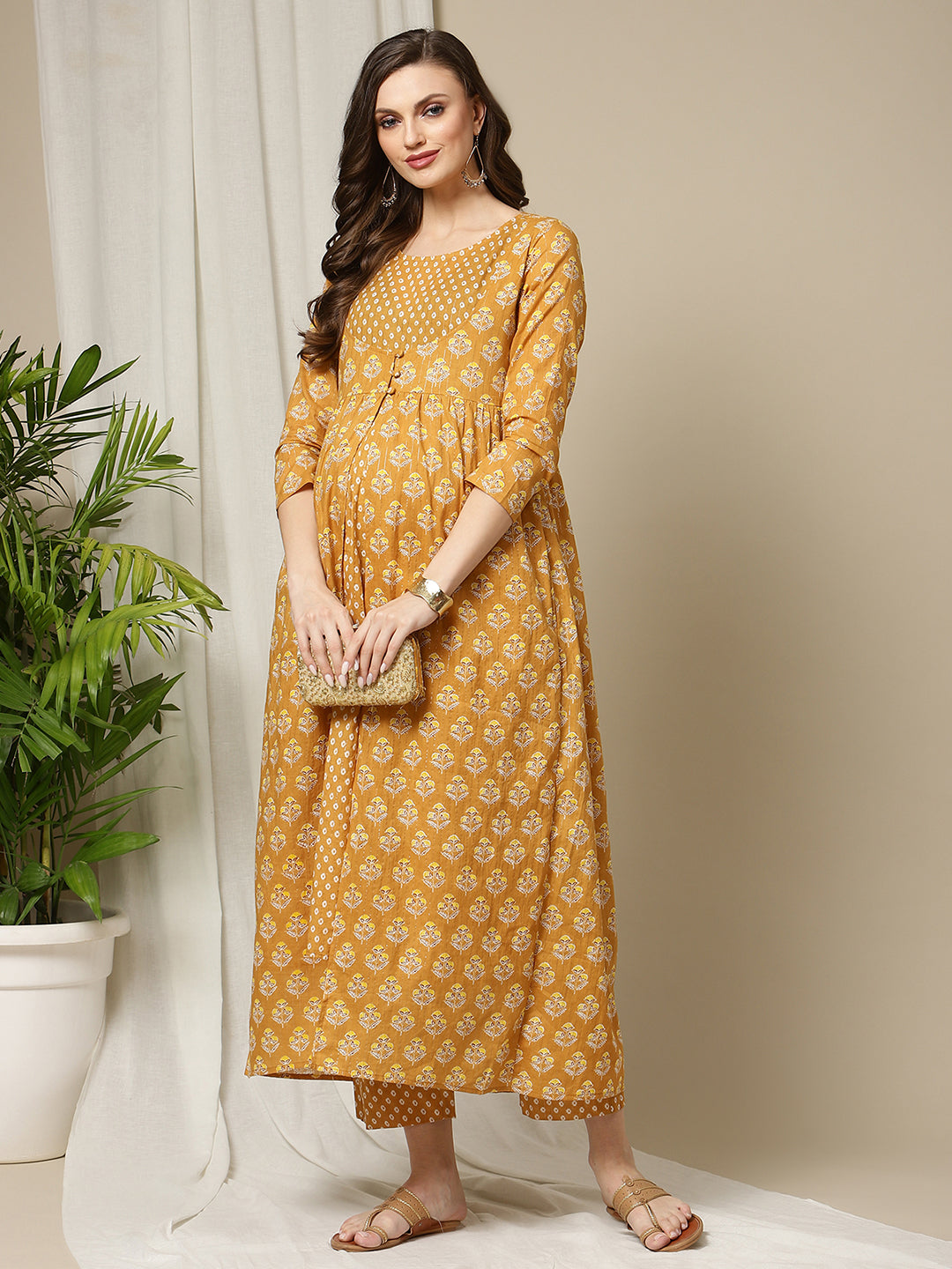 Maternity Cotton Yellow Kurti | Wobbly Walk